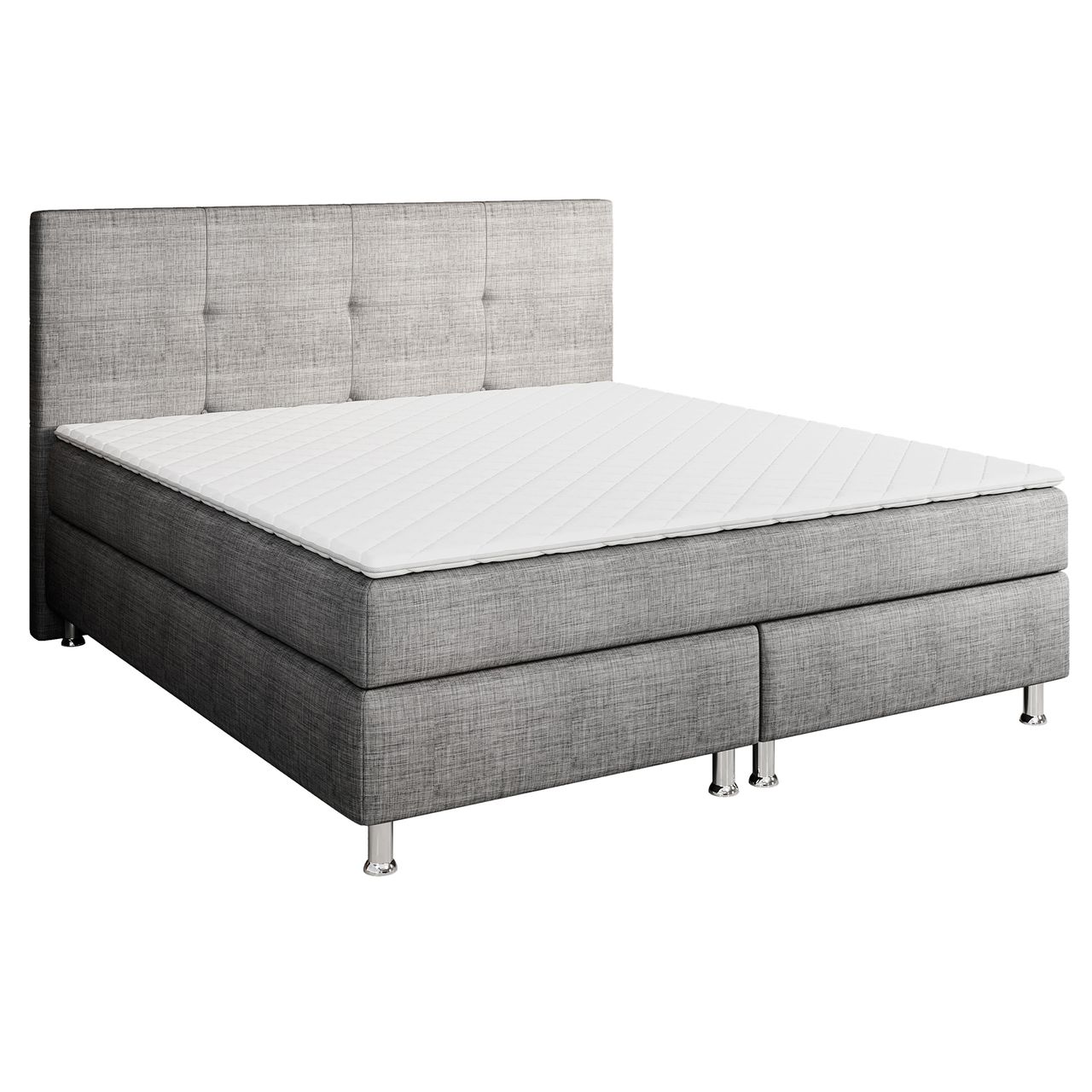 IHG Boxspringbett New York 180x200 cm Webstoff Grau-Anthrazit