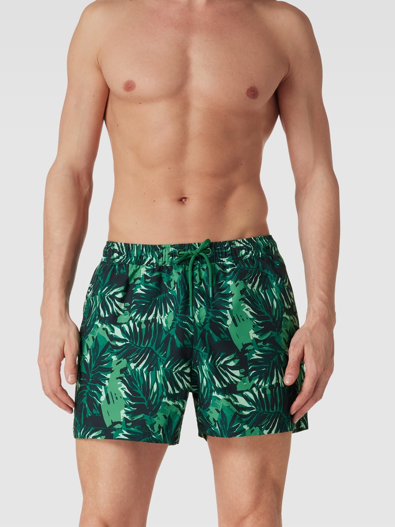 Badehose mit Allover-Print in dunkelgrün