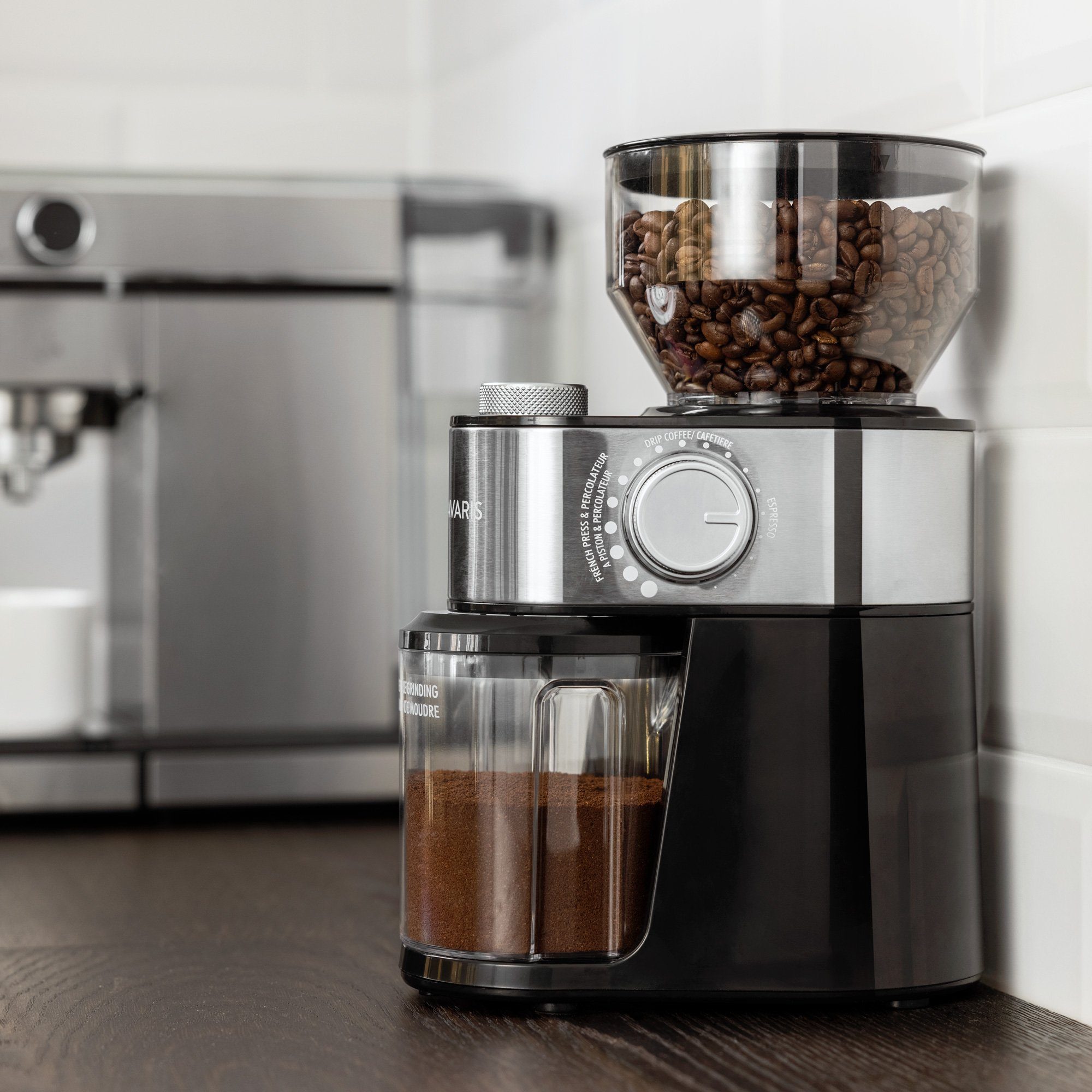 Navaris Kaffeemühle elektrische Kaffeemühle mit Edelstahl Scheibenmahlwerk