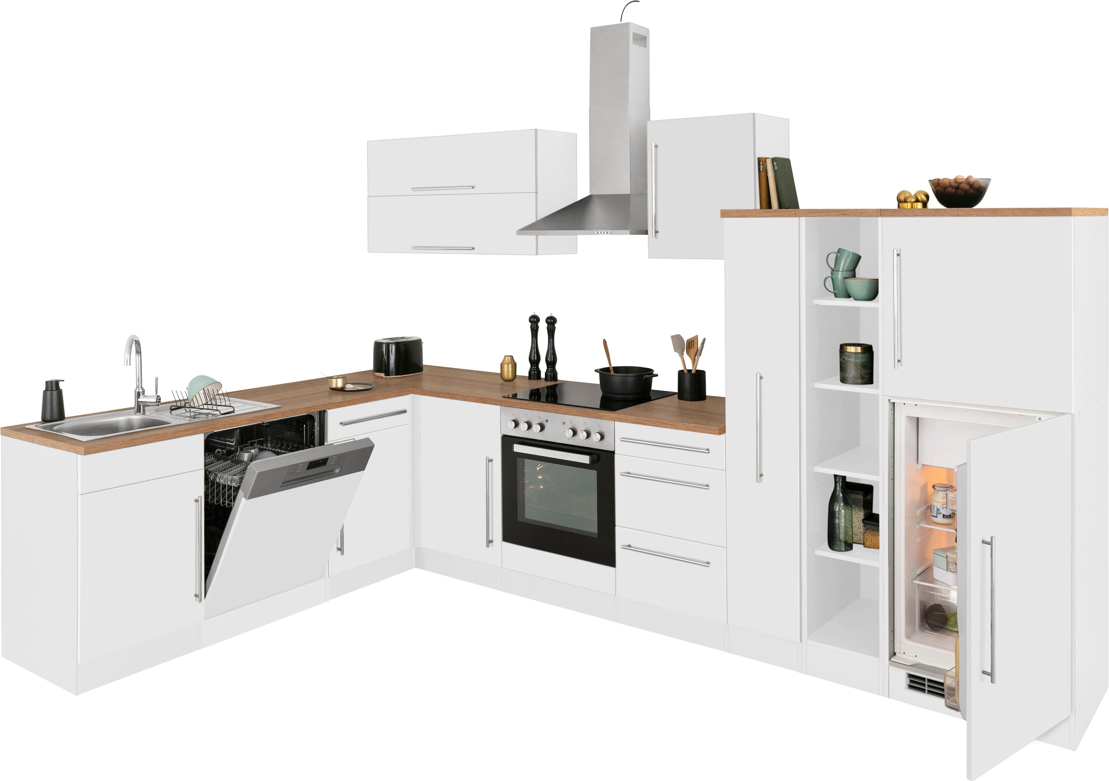 HELD MÖBEL Winkelküche Samos, mit E-Geräten, Stellbreite 340/220 cm