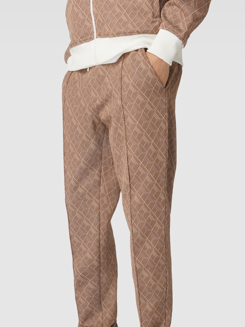 Sweatpants mit Allover-Muster Modell 'CARLTON' in haselnuss braun