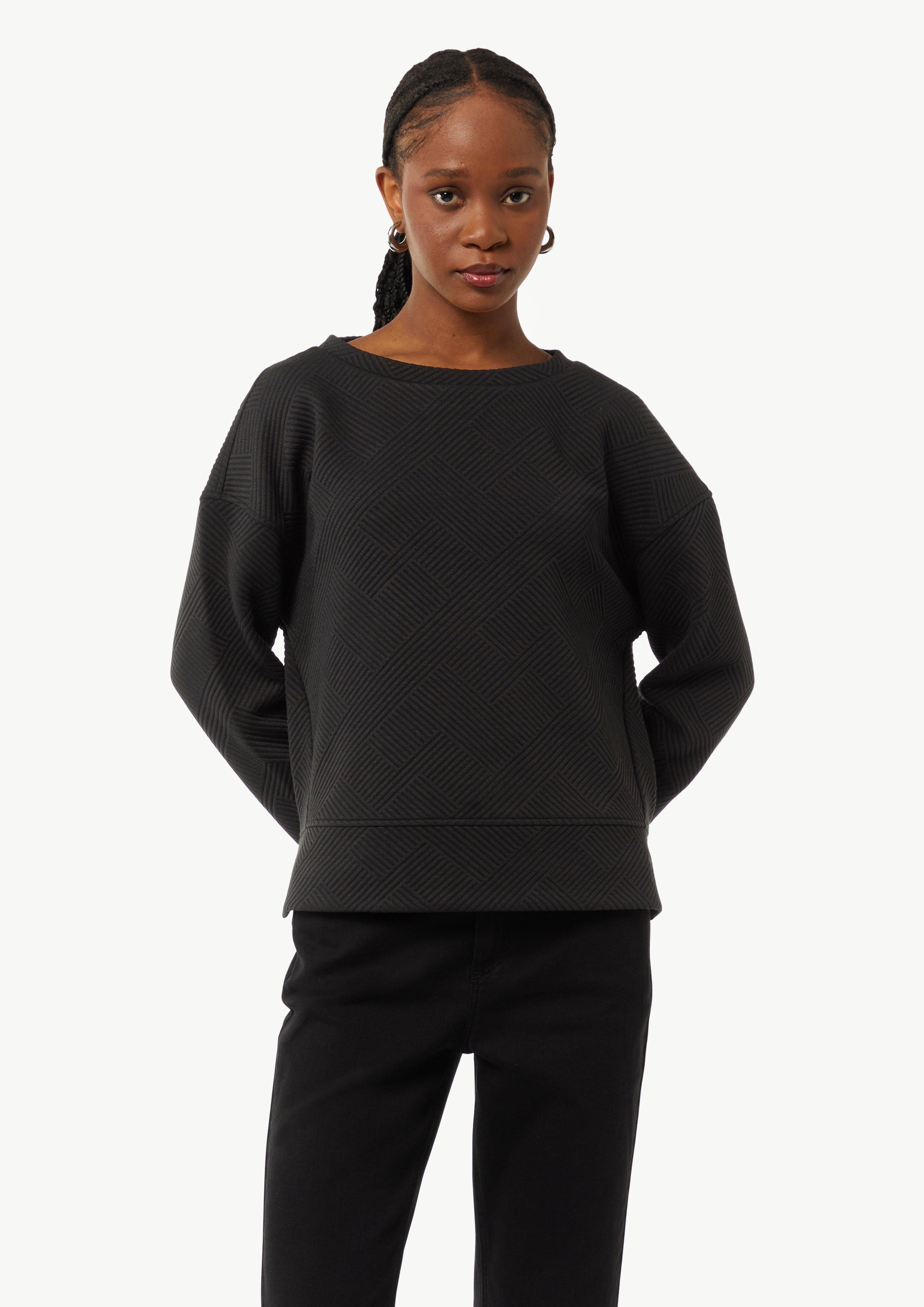 Feines Sweatshirt in Jacquard Jersey - schwarz