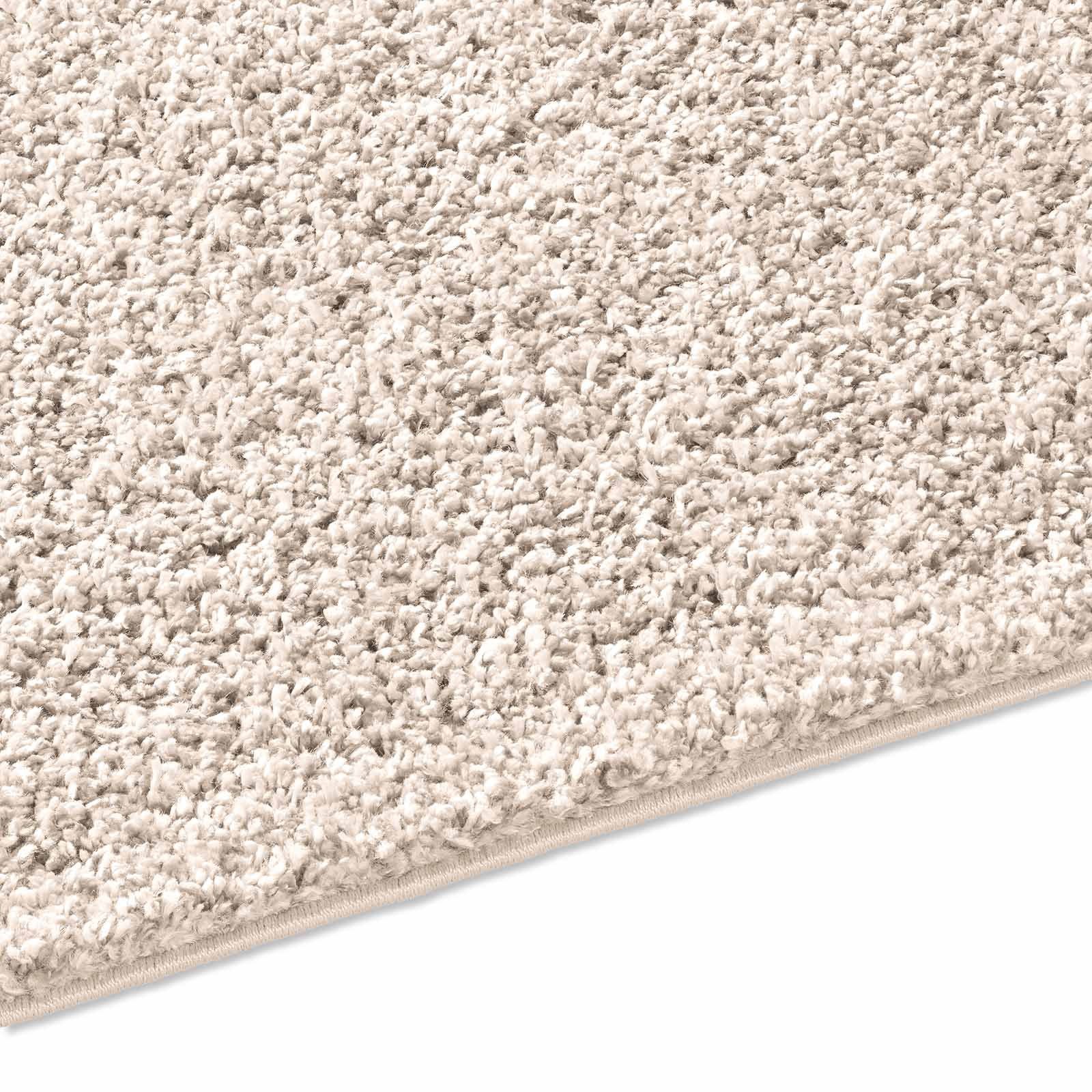 Langflor-Teppich Venezia Shaggy, TaraCarpet, rechteckig, Höhe: 35 mm, Hochflor Shaggy Uni Creme Wohnzimmer Schlafzimmer 060x090 cm