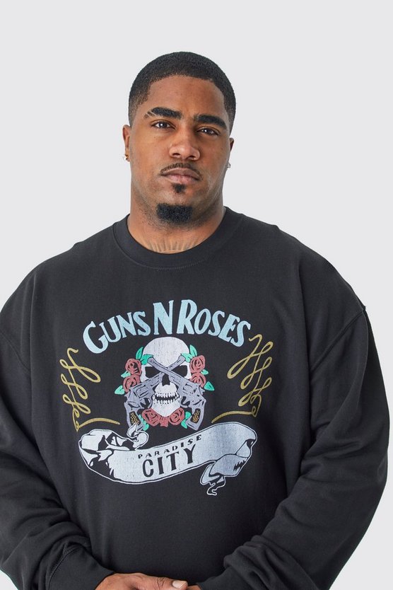 Plus Sweatshirt mit lizenziertem Guns N Roses Print