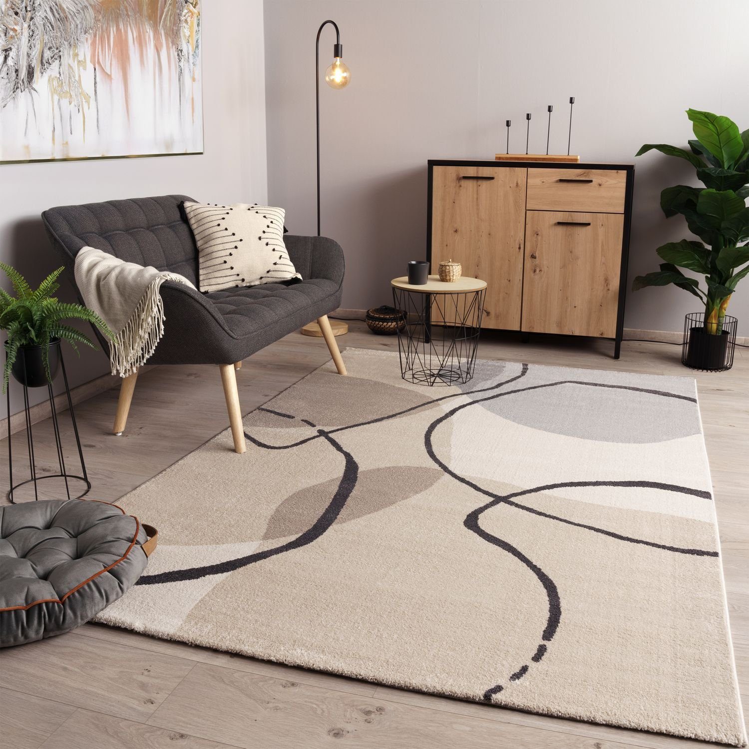Teppich Wohnzimmer Esszimmer Abstraktes Muster Geometrisch, TT Home, rechteckig, Höhe: 16 mm