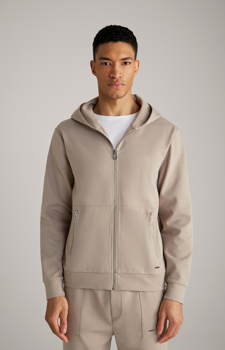Hoodie-Sweatjacke Tiberio in Hellbraun