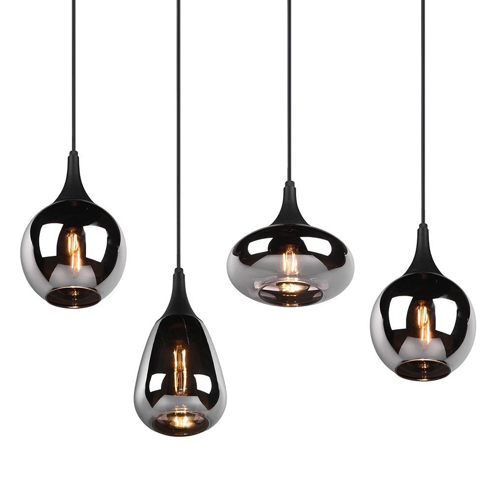 etc-shop Pendelleuchte, Leuchtmittel nicht inklusive, Pendelleuchte Glas 8 flammig Esstischlampe schwarz