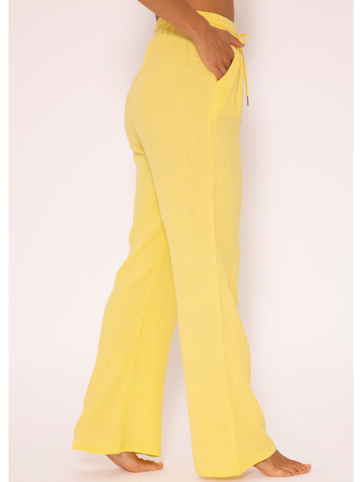 SASSYCLASSY Musselin Hose in gelb günstig kaufen