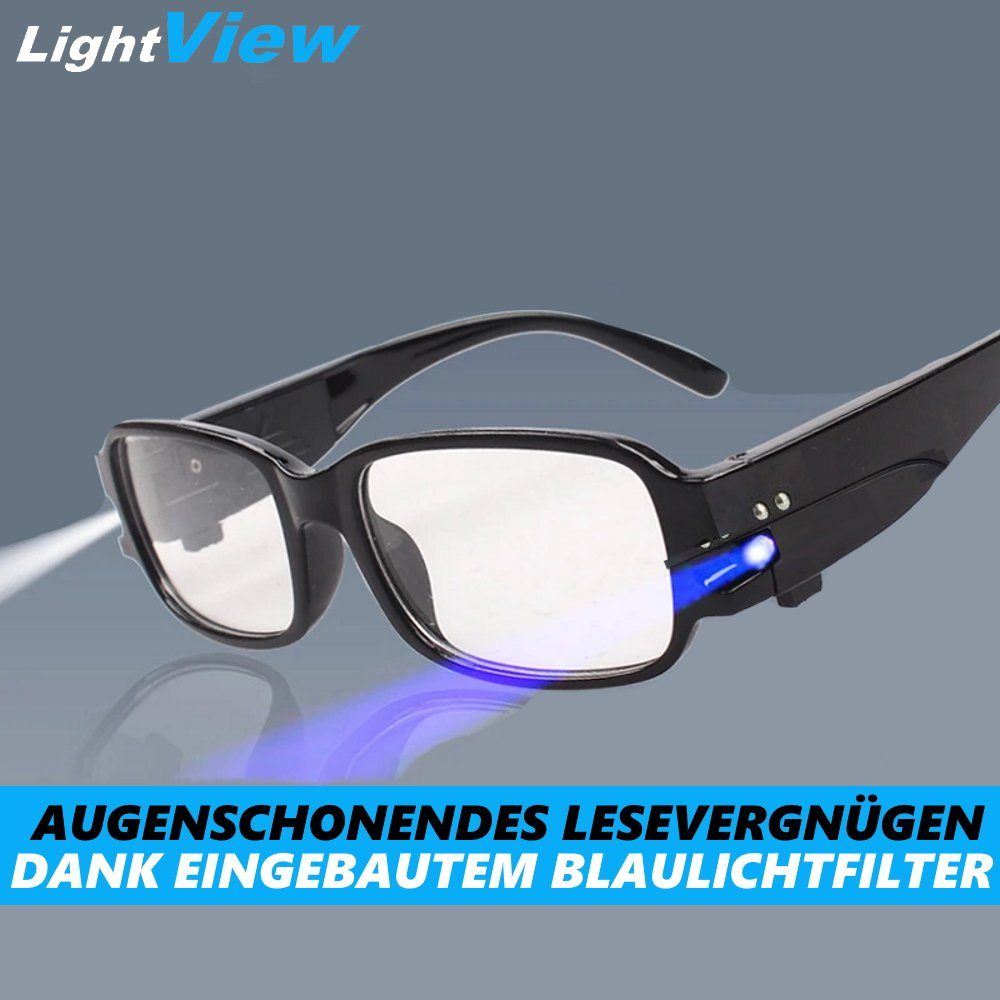MAVURA Lesebrille LightView LED Lesebrille Lesehilfe Licht Unisex Leselicht, Brille mit Blaulichtfilter Schwarz 1 2 3 Dioptrien