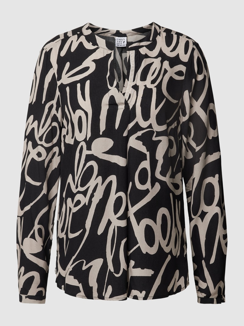 Blusenshirt mit Allover-Muster in schwarz