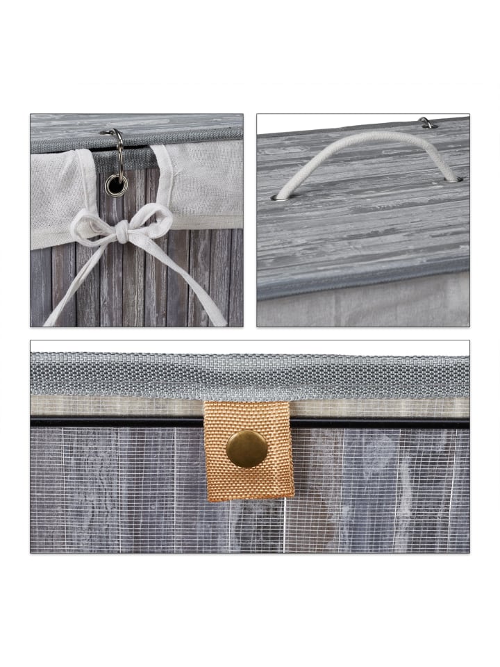 relaxdays Wäschekorb in Grau - (B)55 x (H)63 x (T)35 cm günstig kaufen onesize