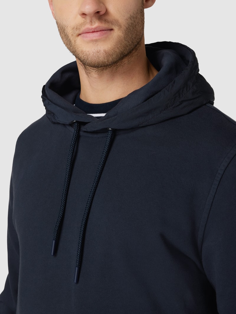 Hoodie mit Label-Stitching Modell 'Welonhood' in marineblau meliert