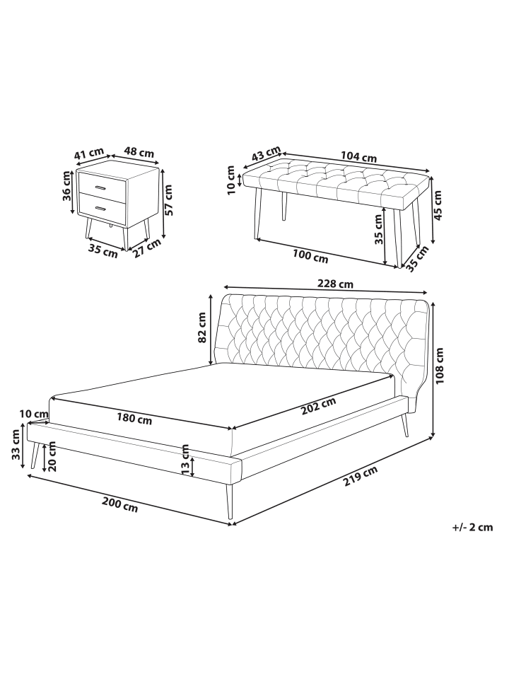Beliani 4-tlg Schlafzimmer Set ESSONNE in Grau günstig kaufen onesize