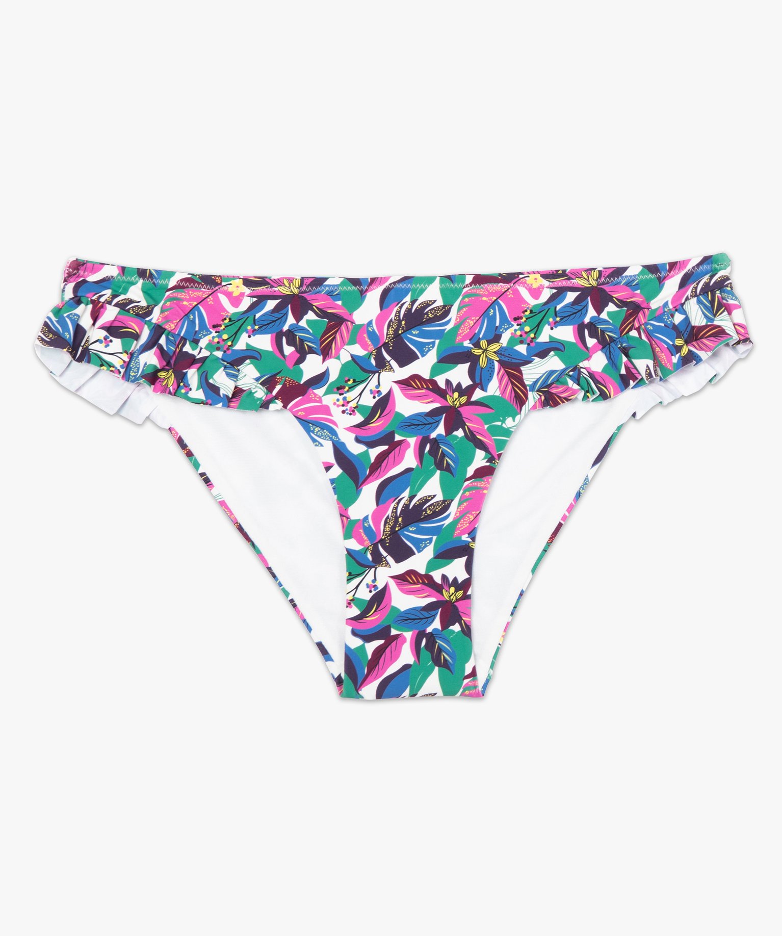 Bas de maillot de bain femme forme slip avec volants imprime | GEMO