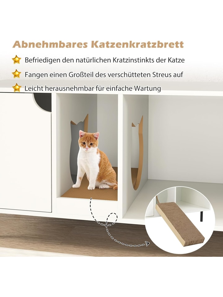 COSTWAY Katzenschrank in Katzenkopfform bis zu 120 kg in Weiß günstig kaufen onesize