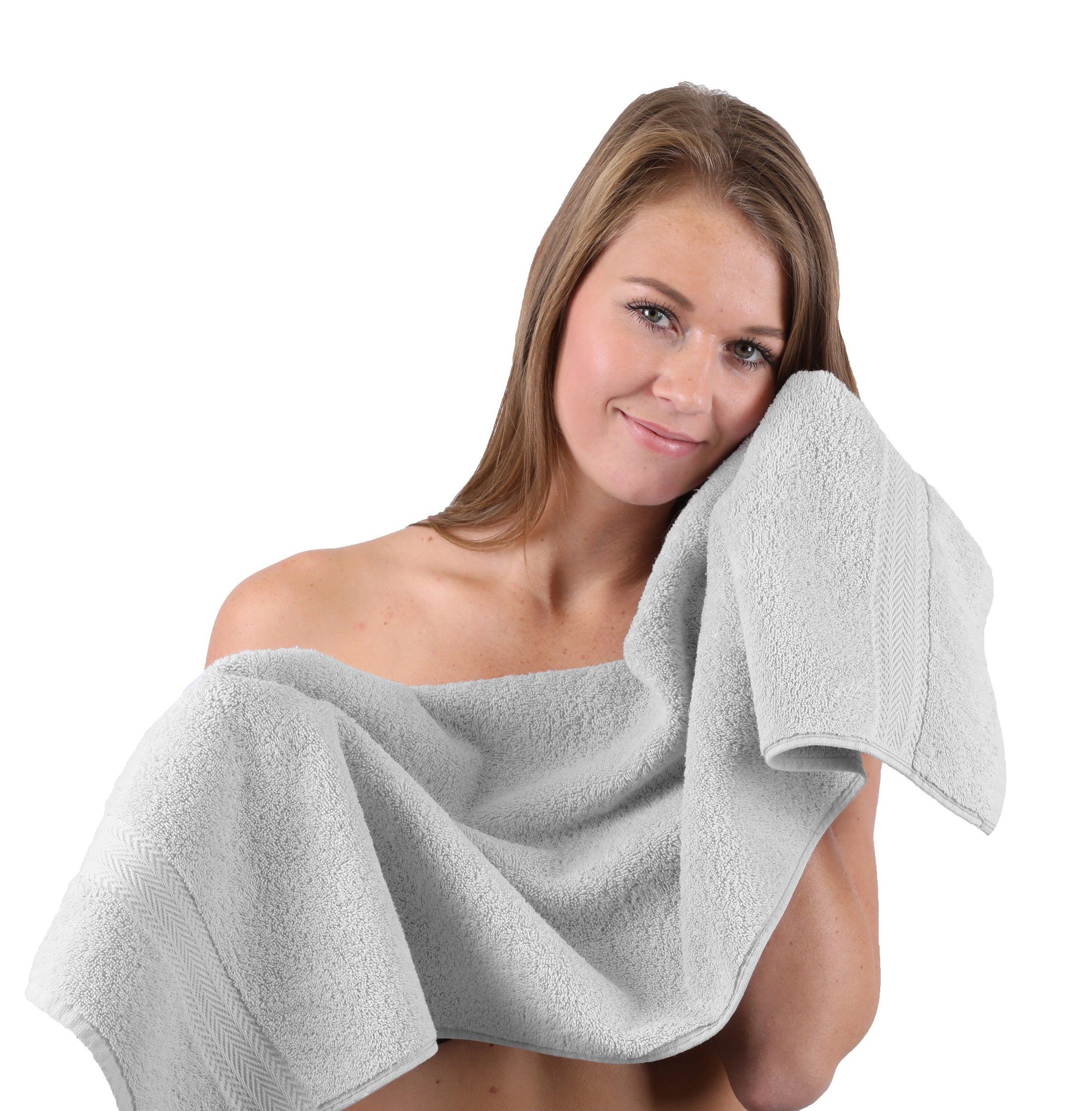 Betz Handtuch Set 10-TLG. Handtuch-Set Premium Farbe Silbergrau & Altrosa, 100% Baumwolle, (10-tlg)