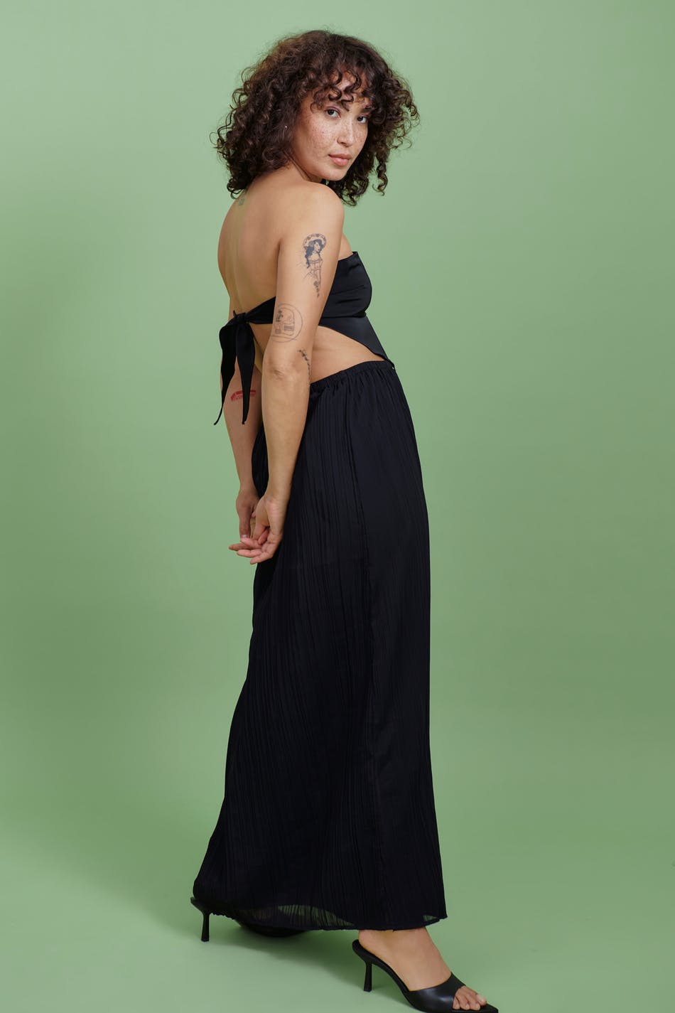 Crinkle maxi skirt