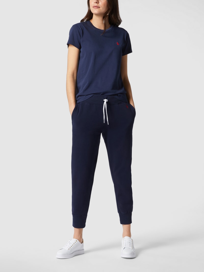 Sweatpants mit Label-Stitching in dunkelblau