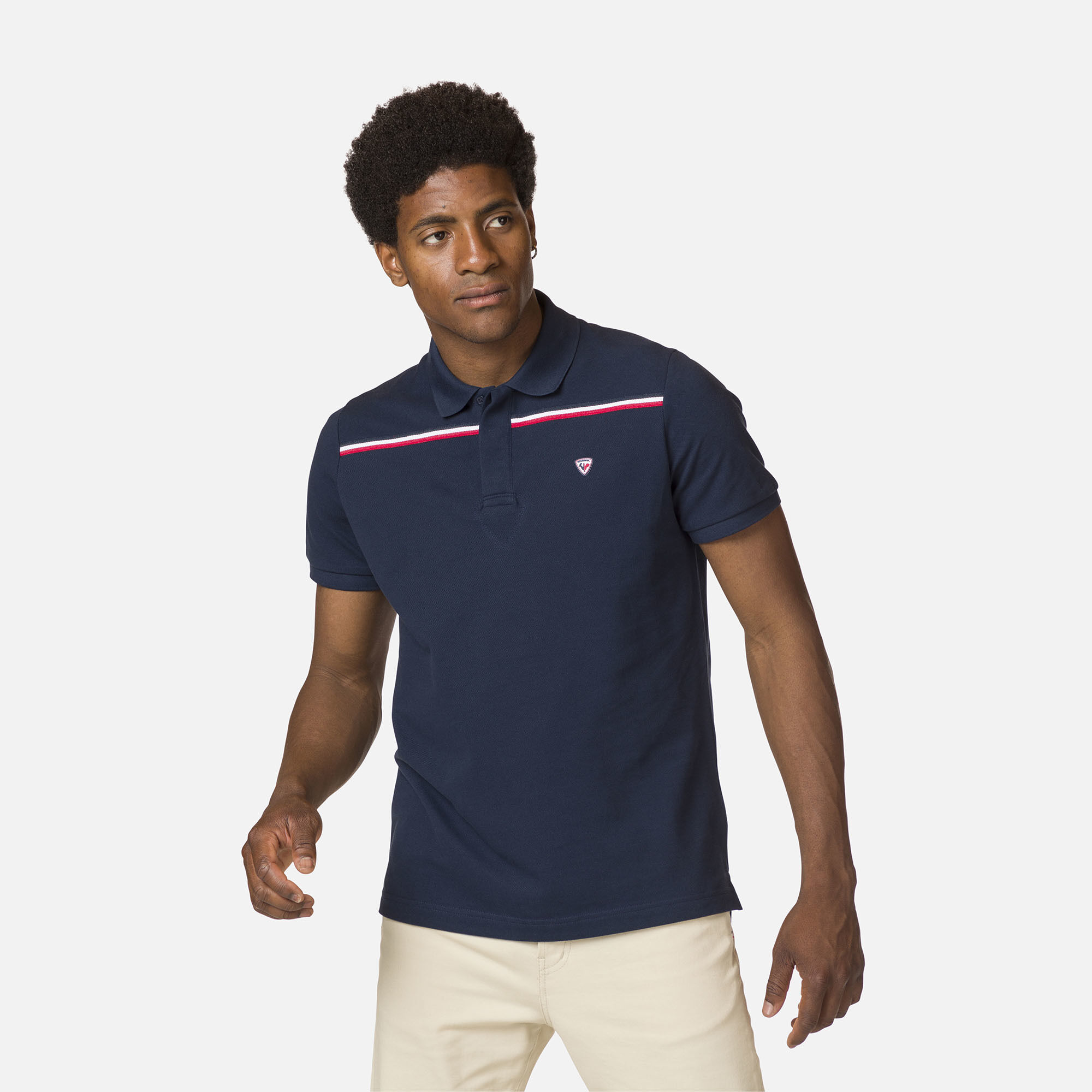 Polo logo avec rayure homme