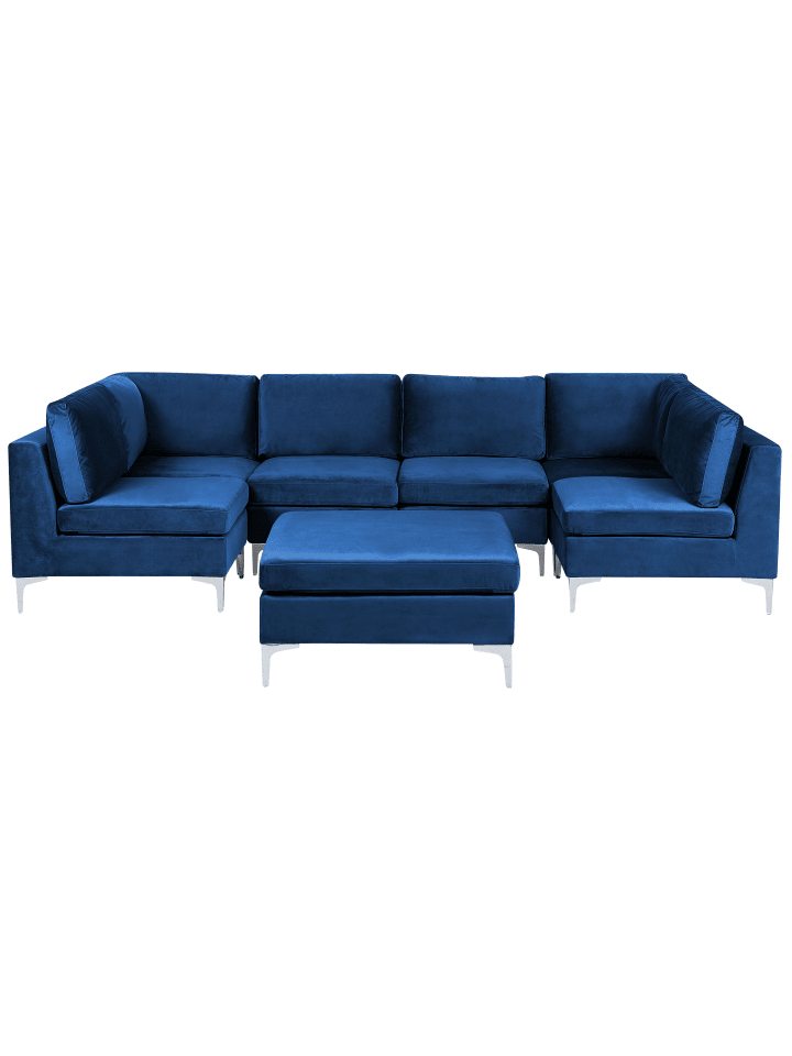 Beliani 2-tlg U-förmiges Sofa EVJA in Blau günstig kaufen onesize