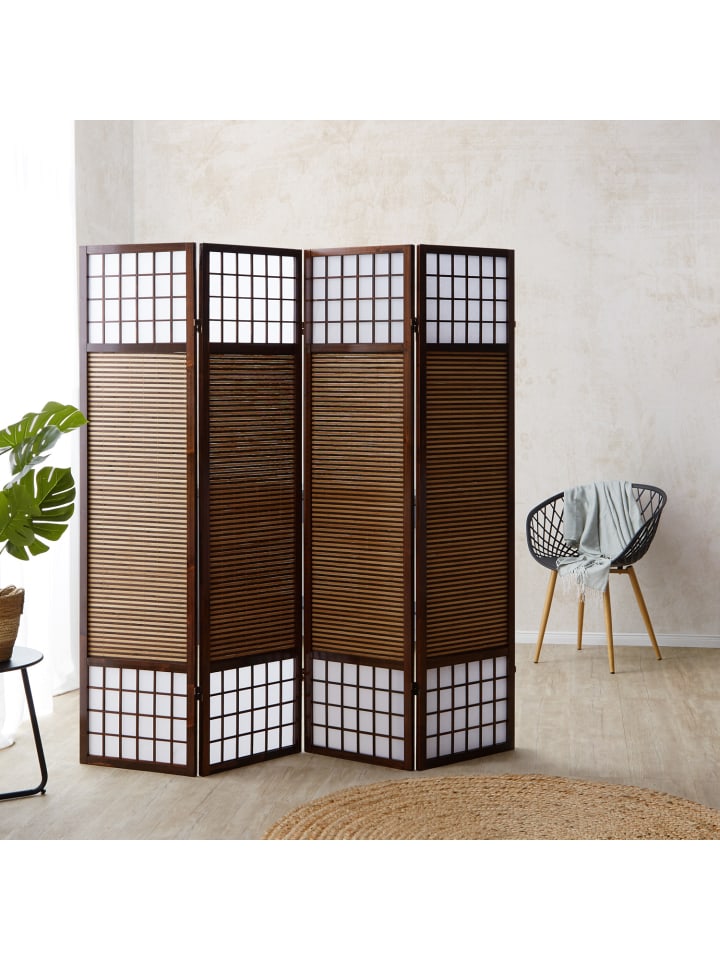 Homestyle4u 4-tlg. Paravent in Braun 176x175 günstig kaufen onesize