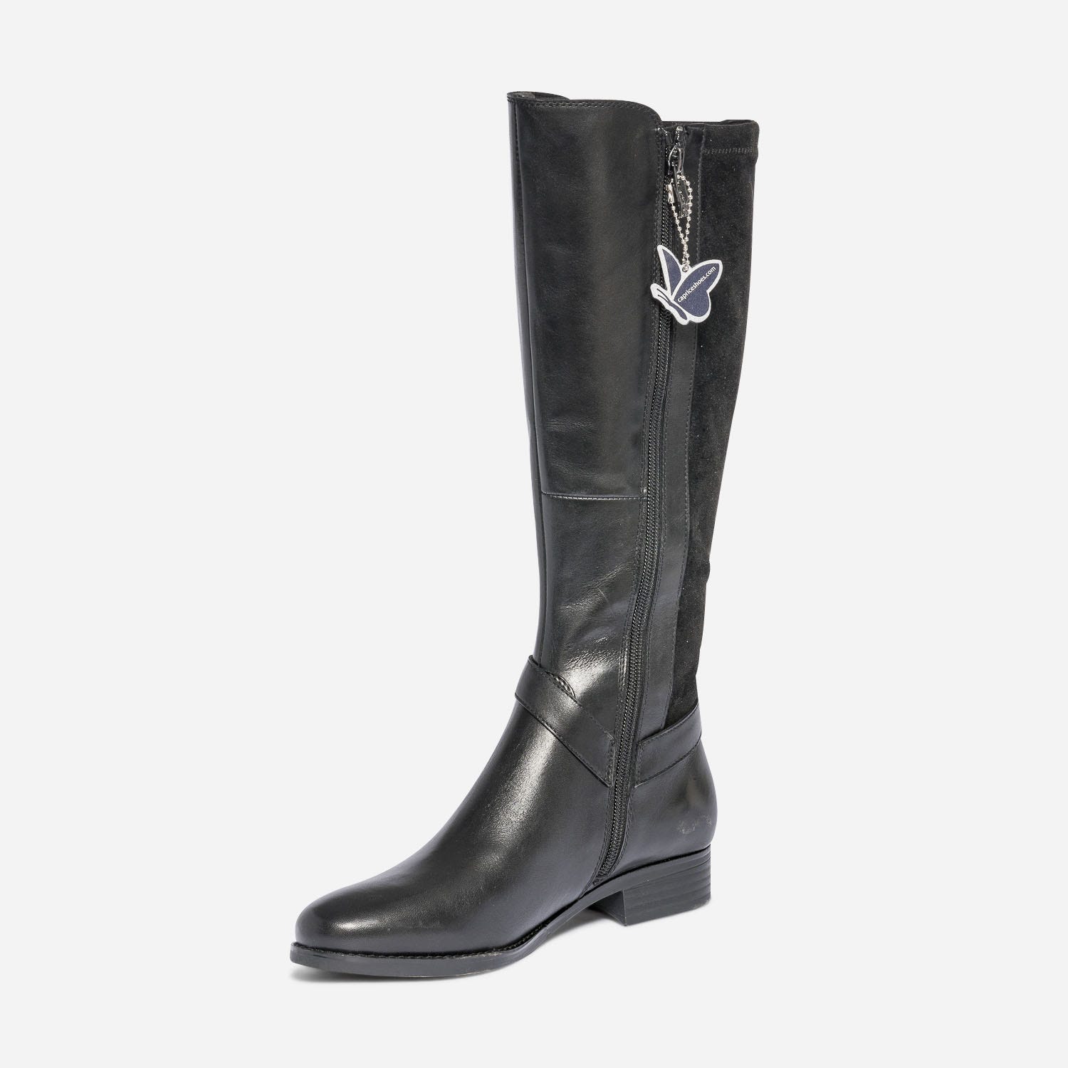 Botte plate CAPRICE noire en cuir
