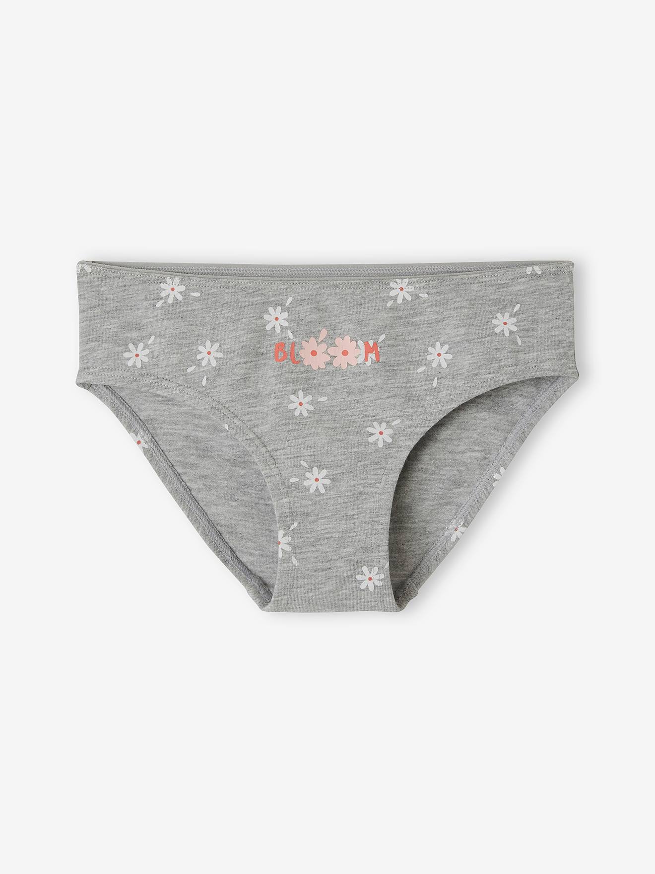 Lot de 5 culottes fille marguerites gris chiné