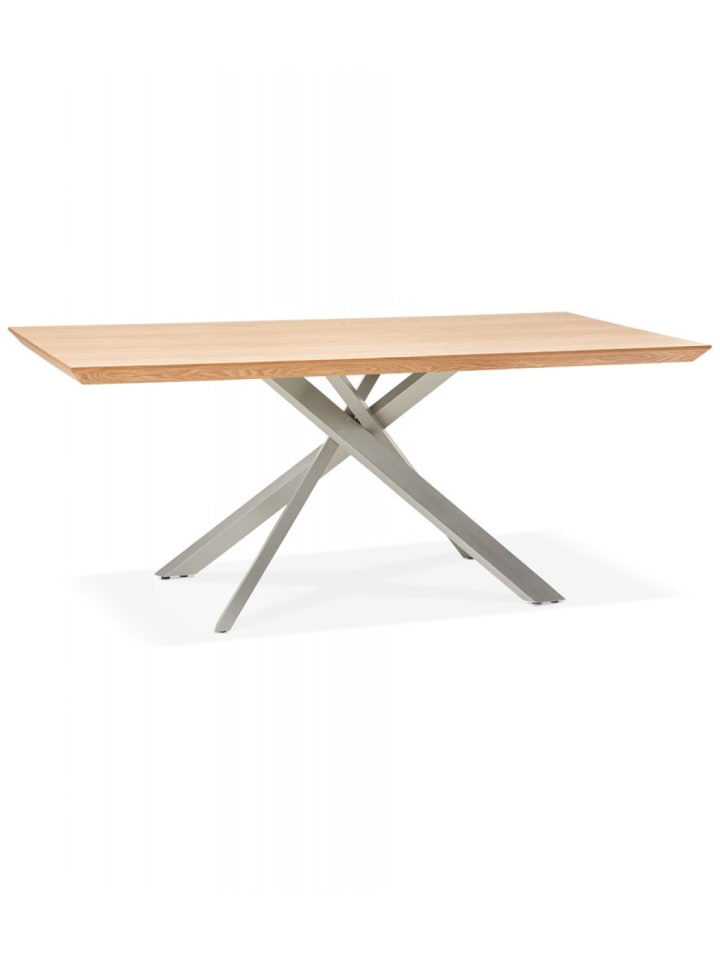 KADIMA DESIGN Esstisch aus Naturholz und Metall | Rechteckige Tischplatte in Beige-Grau günstig kaufen onesize