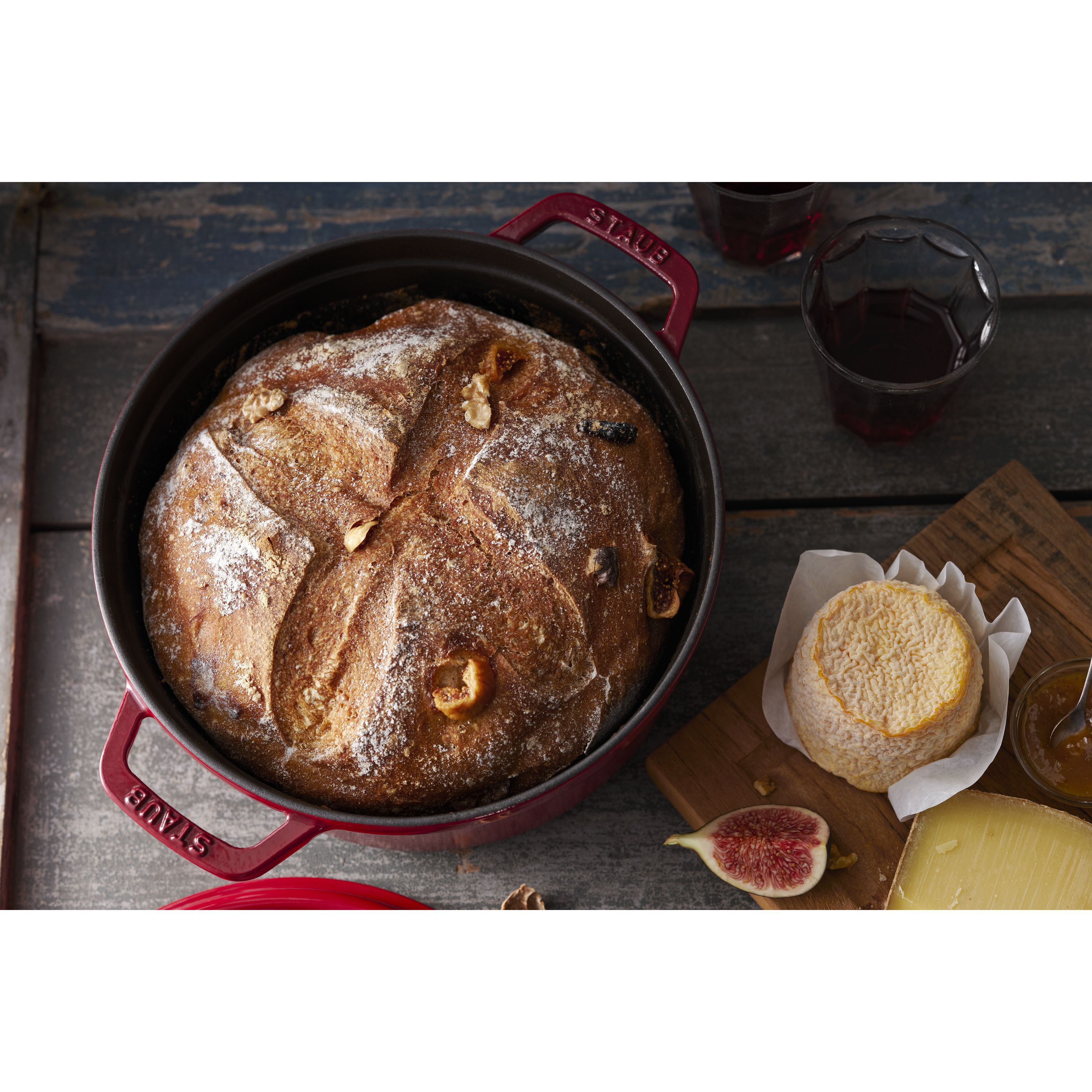 Cocotte 24 cm, rund, Kirsch-Rot, Gusseisen