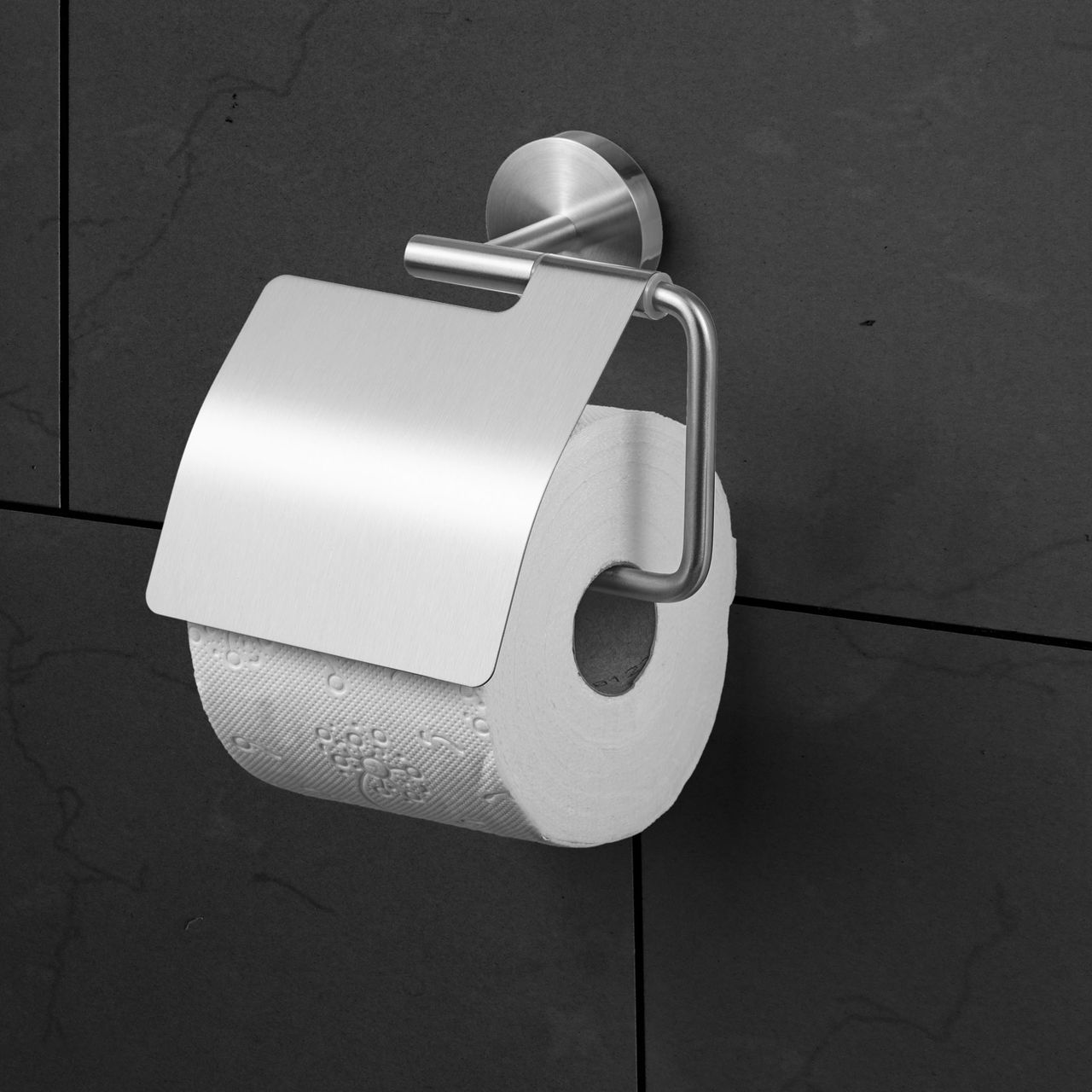 Weles AMARE Luxus WC-Rollenhalter mit Deckel - Edelstahl, 5,4 x 14,4 x 14,5 cm