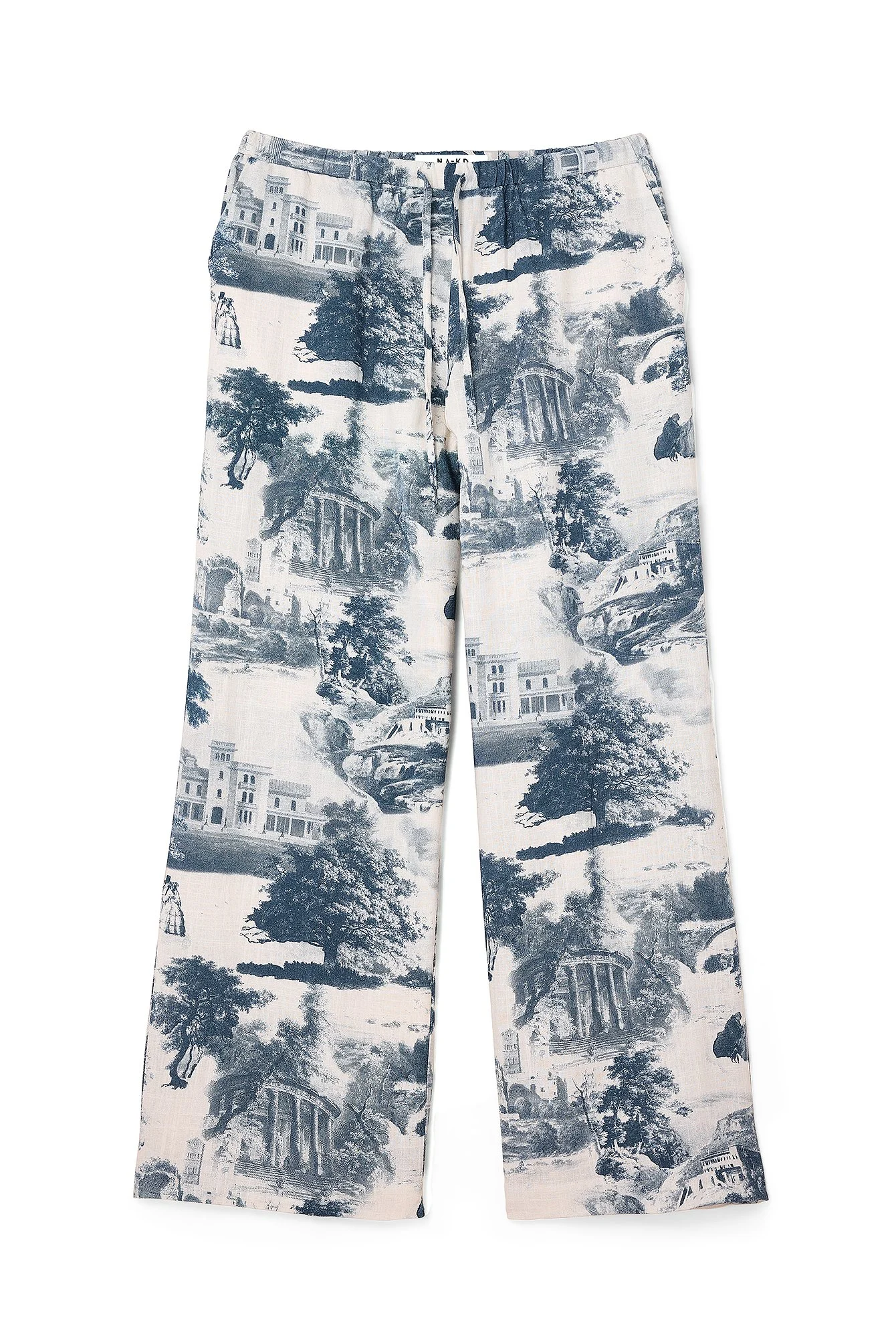 Hose aus Leinen-Mix mit halbhoher Taille und Kordelzug