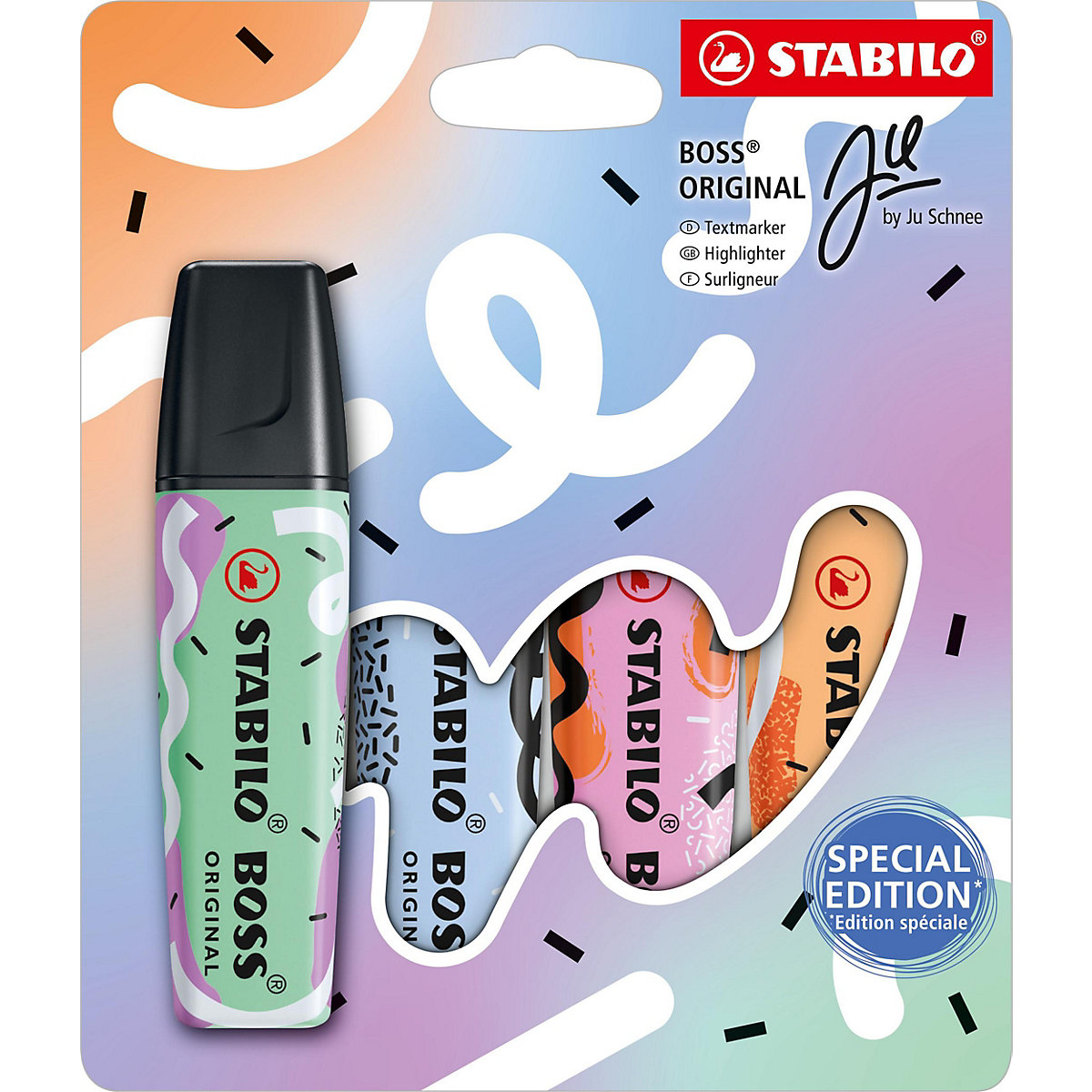 Textmarker BOSS ORIGINAL Pastel by Ju Schnee, 4 Farben