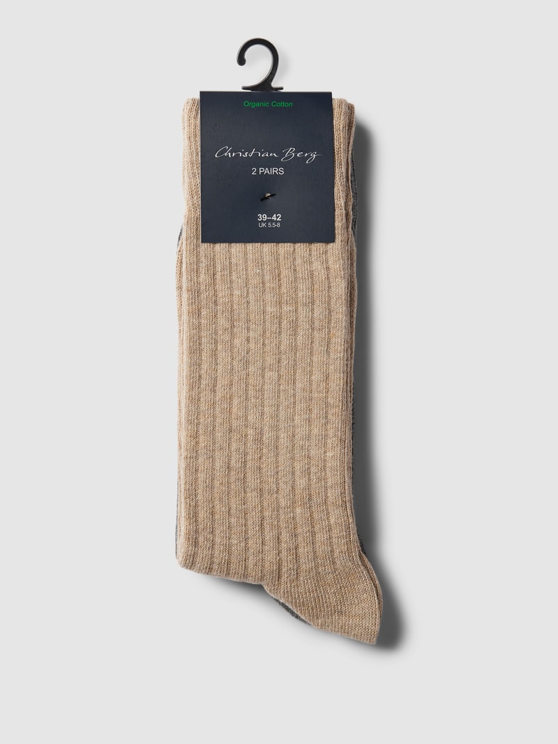 Socken mit Label-Detail im 2er-Pack in sand meliert