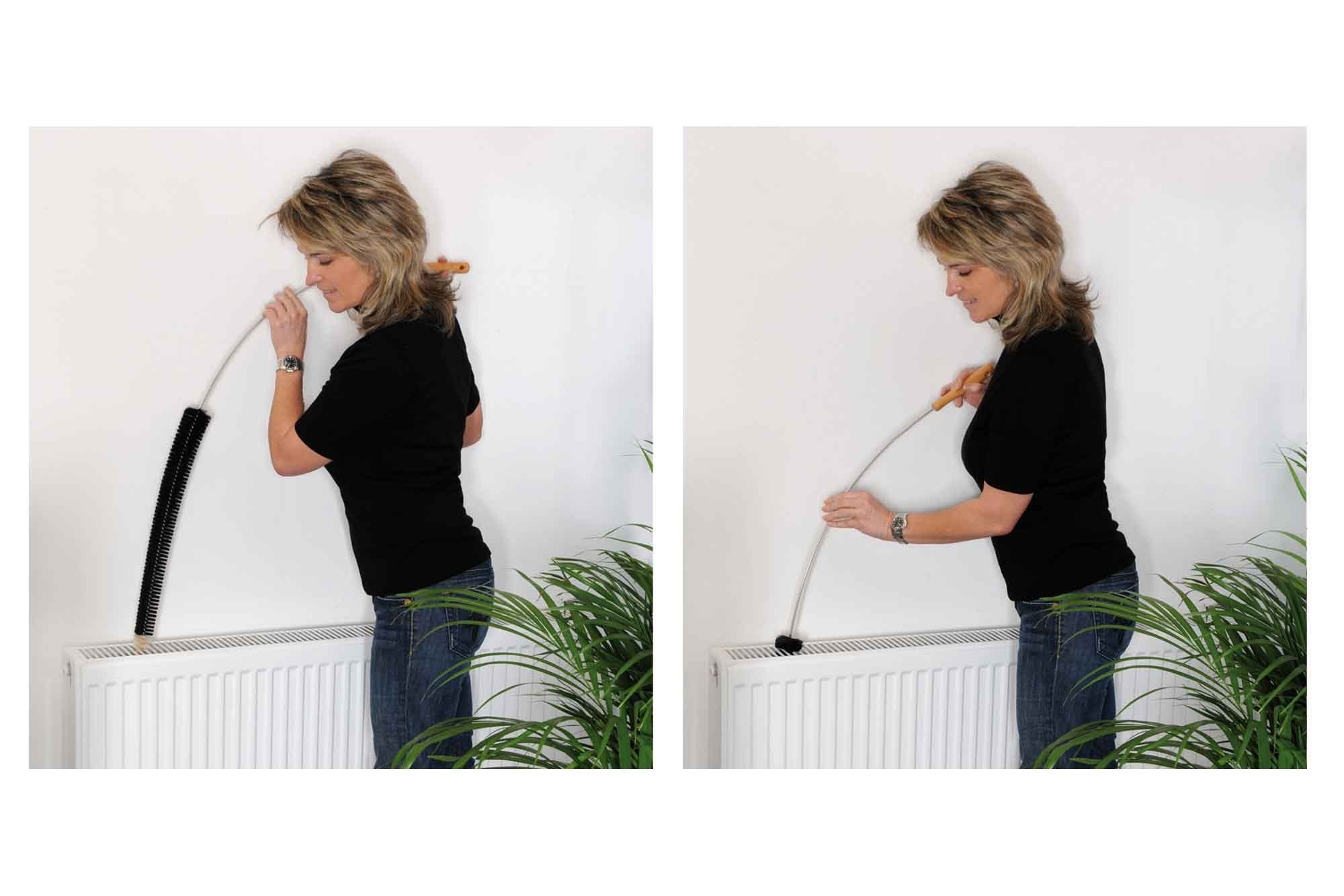 Muxel Reinigungsbürste Ziegenhaar Heizkörperbürste - Die Bürste mit lange, Heizkörper fast aller Arten, (Komplett für Ihre Heizung, 1-tlg., Lange flexible Bürste 120 cm lang), Reinigt gründlich auch an unzugänglichen Stellen wie zum Beispiel Staubsau