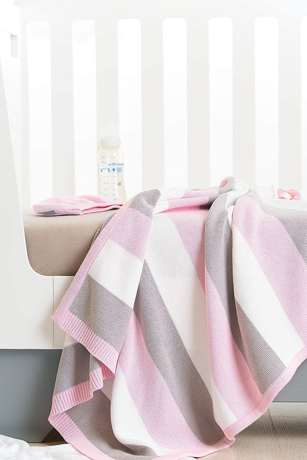 Babydecke Kuscheldecke 90x70 cm aus 100% BIO Baumwolle, SEI Design, inkl. Mütze + Geschenkverpackung