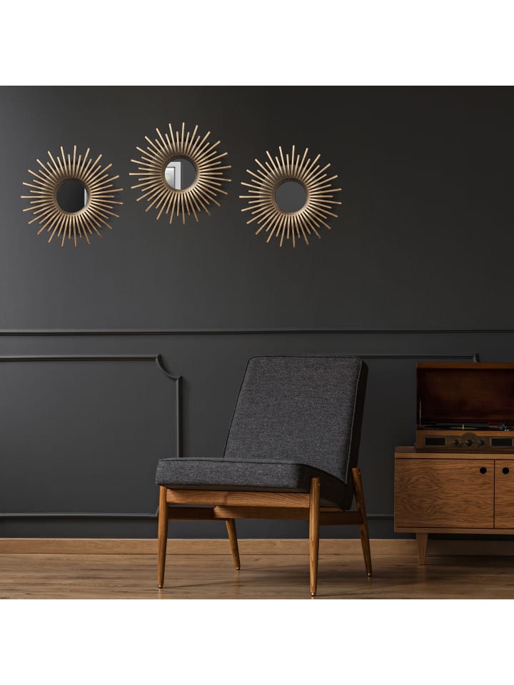 relaxdays 3 x Spiegel in Gold - Ø 25 cm günstig kaufen onesize