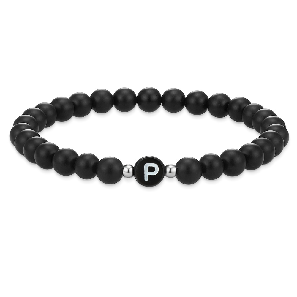 EASTSIDE Bracelet en pierres précieuses Lettres Agate en Noir Bracelet