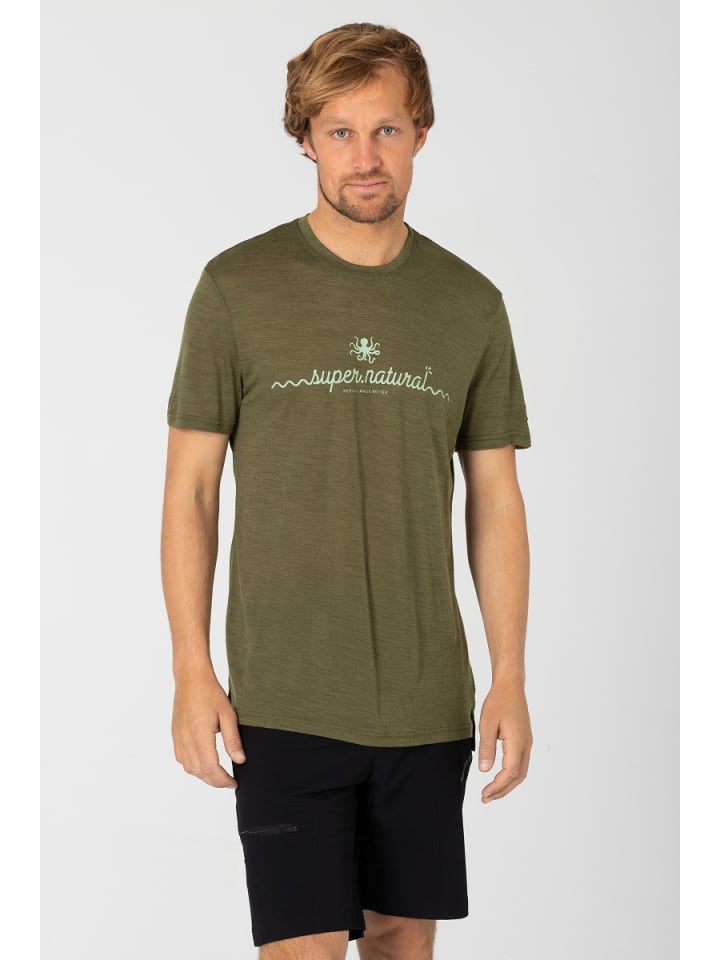 super.natural Merino T-Shirt M OCTO TEE in olivgrün günstig kaufen S