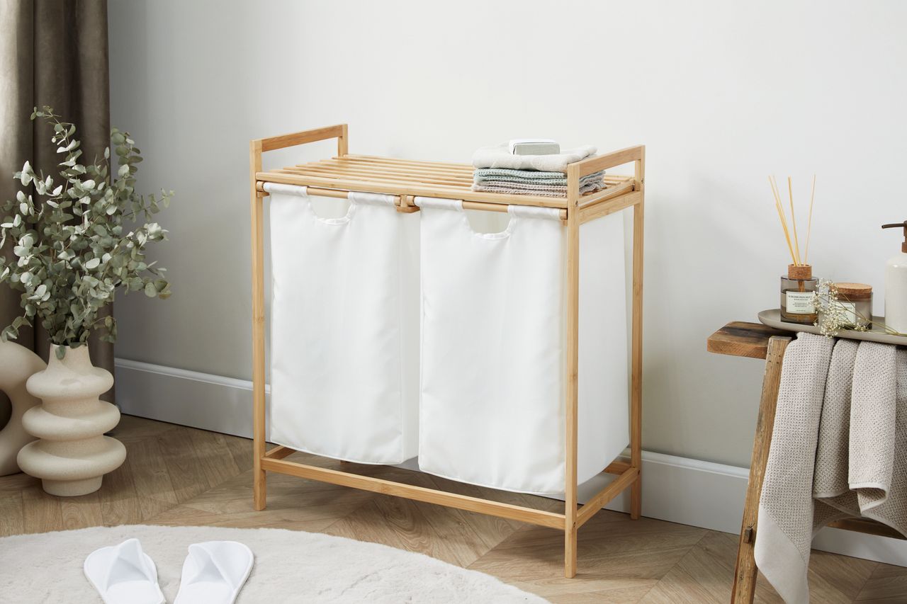 Lifa Bathing Bambusgestell mit 2 Wäschekörben