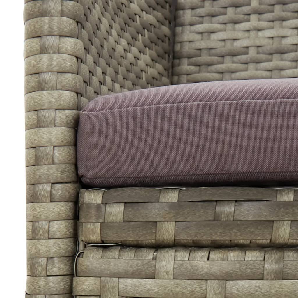 vidaXL Loungesofa Gartensofa 3-Sitzer mit Kissen Grau Poly Rattan, 1 Teile