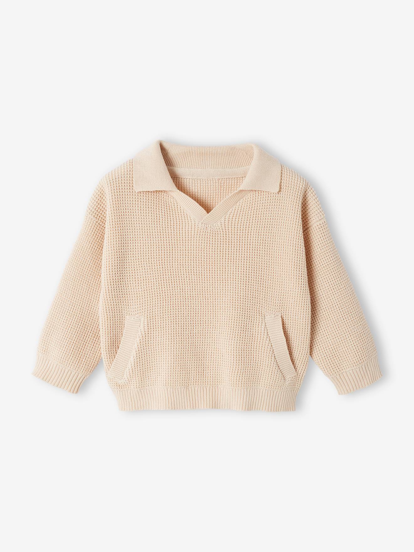 Vertbaudet Baby Pullover mit Polokragen Oeko-Tex - wollweiß