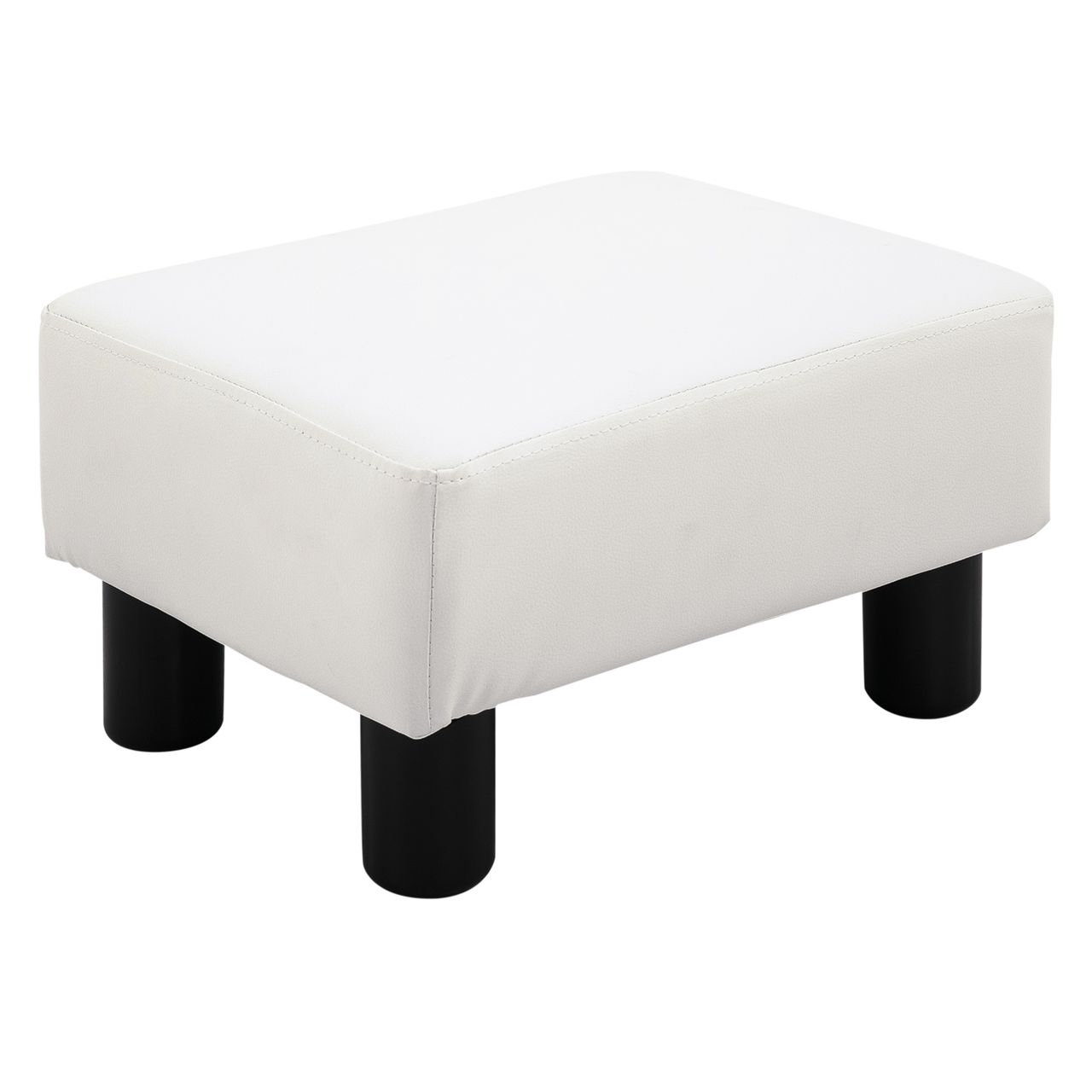 HOMCOM Fußhocker Beinstütze Sitzhocker Eingangbank Rückenfreier Hocker Bank Sitzbank Chesterfield aus Kunstleder Weiß 40 x 30 x 24 cm