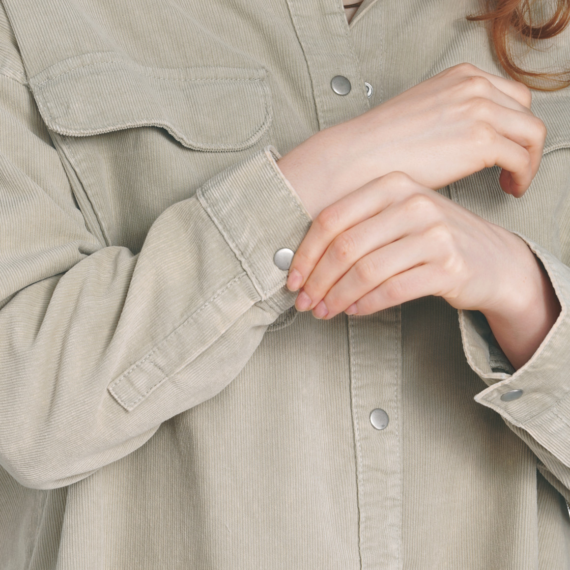 Damen Oversize-Cordhemd unifarben