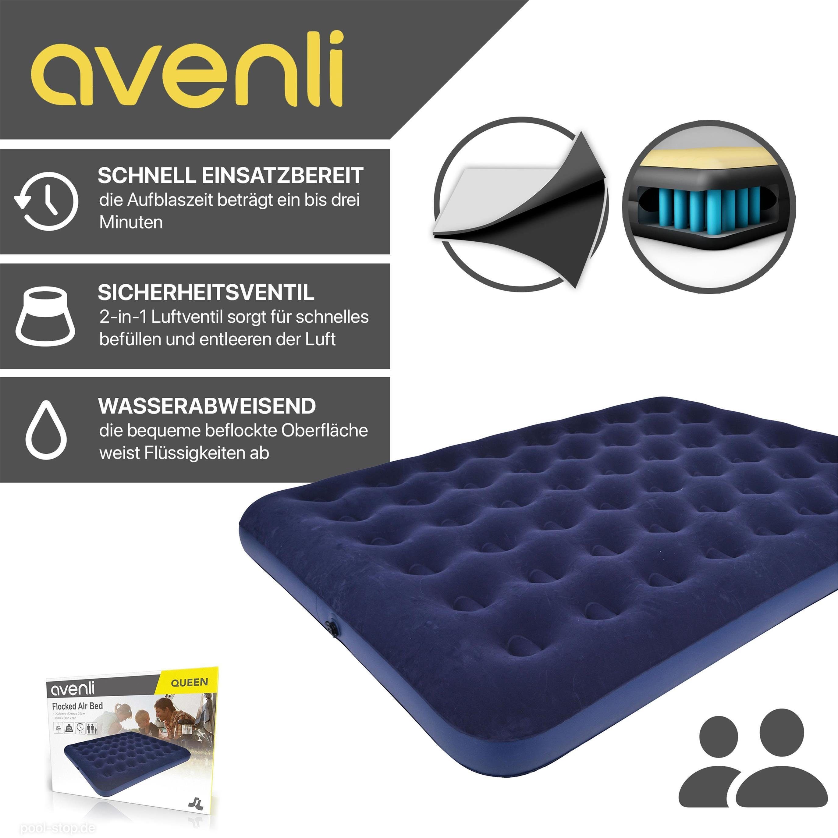 Avenli Luftbett Campingbett aufblasbar, (Luftmatratze für 2 Personen), Gästebett mit beflockter Oberfläche