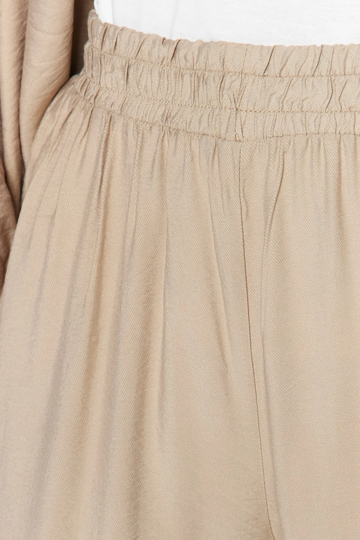 Trendyol Modest  Kamelfarbenes Leinen-Look-Hemd-Hosen-Webset TCTSS23US00079