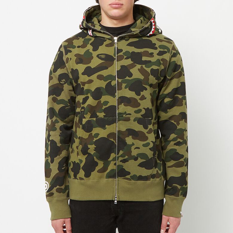A Bathing Ape 1ST Camo Shark Full Zip Hoodie green