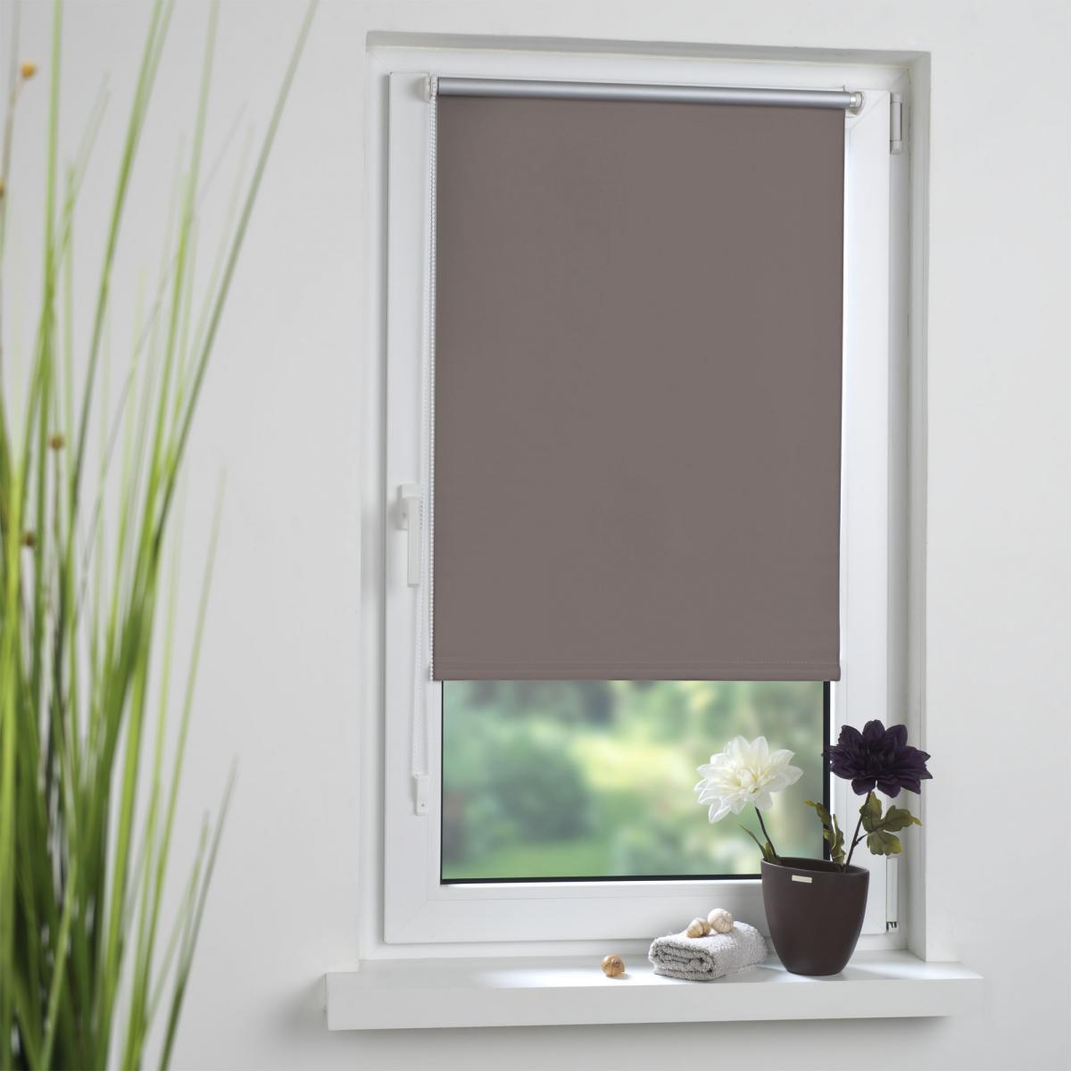 Bella Casa Klemmfix Rollo verspannt, Sichtschutz, thermobeschichtet, verdunkelnd, stone, 90 cm x 150 cm (B x H)