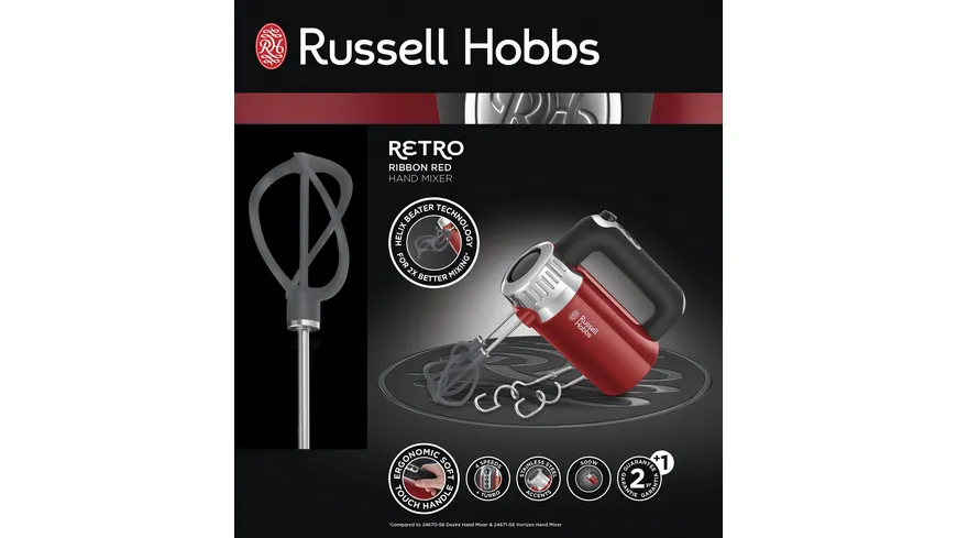 Russel Hobbs Handmixer Retro Ribbon Red 25200-56