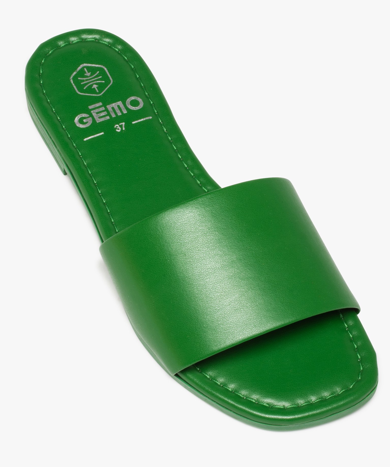 Mules femme unies à talon plat et bride droite vert | GEMO