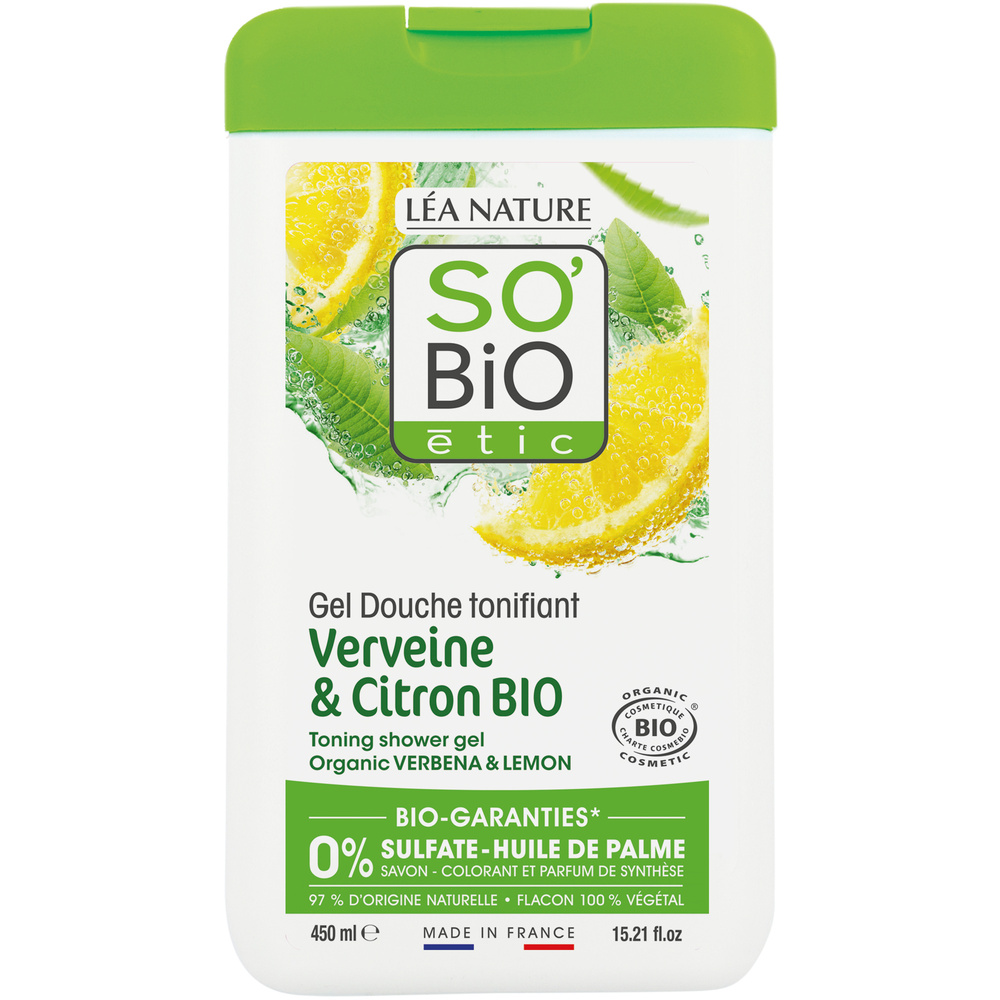 LÉA NATURE SO BiO étic Gel douche tonifiant, Verveine et Citron Bio Gel douche